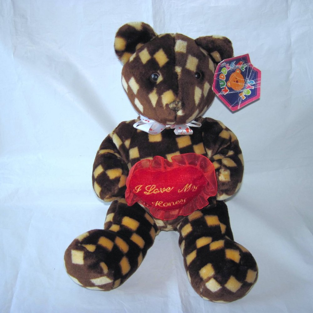 KUDDLE ME TOYS CHECKS VALENTINE'S LOVE BEAR PLUSH